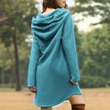 Load image into Gallery viewer, Solid Pocket Long-sleeved Hoody Dress