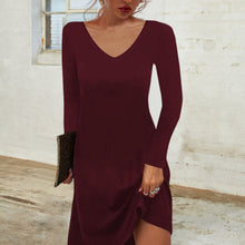 Load image into Gallery viewer, Solid Color Casual Deep V Dress