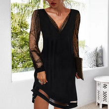 Load image into Gallery viewer, Lace V-Neck Evening Dress