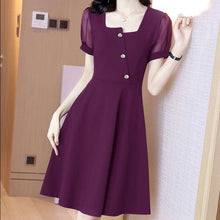 Load image into Gallery viewer, Square Neck Mesh Short Sleeve Dress