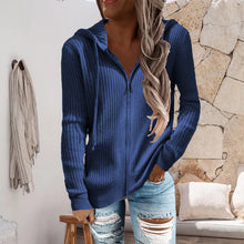 Load image into Gallery viewer, Stripe Casual Women's Hoodies Loose Knitwear Zipper Cardigan