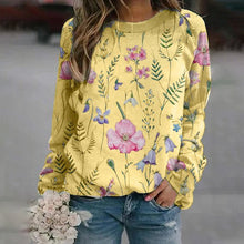 Load image into Gallery viewer, Floral Crew Neck Long Sleeves Sweatshirts