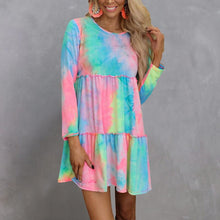 Load image into Gallery viewer, Tie-dye Printed Long-sleeve Panelled Dress