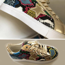 Load image into Gallery viewer, Glitter Lace-Up Star Pattern Casual Sneakers