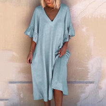 Load image into Gallery viewer, Solid Color Sexy V-neck Stitching Loose Dress