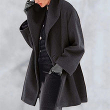 Load image into Gallery viewer, Round Neck Loose Hooded Woolen Coat