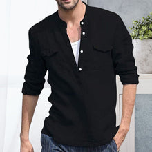 Load image into Gallery viewer, Men's Linen Casual Long Sleeve Solid Color Shirt