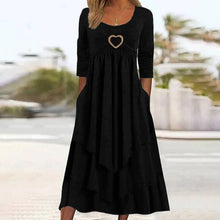 Load image into Gallery viewer, Plain Regular Fit Crew Neck Long Sleeve Casual Midi Dress