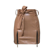 Load image into Gallery viewer, PU Leather Zip High Waist Hip Skirt