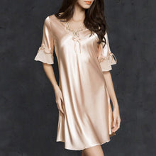 Load image into Gallery viewer, Faux Silk Pajama Dress