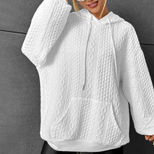 Load image into Gallery viewer, Drop Shoulder Kangaroo Pocket Textured Drawstring Hoodie