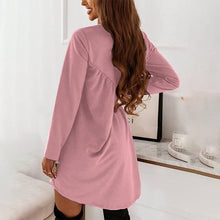 Load image into Gallery viewer, Solid Color Long Sleeved Irregular Crewneck Dress