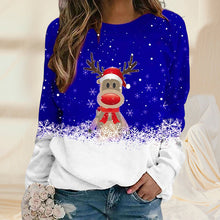 Load image into Gallery viewer, Snowflake Christmas Deer Print Crewneck Sweater