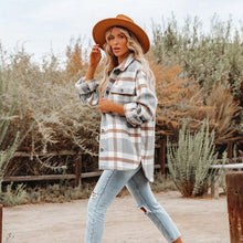 Load image into Gallery viewer, Women's Autumn Winter Long Sleeve Loose Plaid Shirt Coat