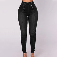 Load image into Gallery viewer, Double Breasted High Waist Skinny Jeans
