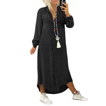 Load image into Gallery viewer, Women's Solid Color Long Sleeve Casual Denim Dress