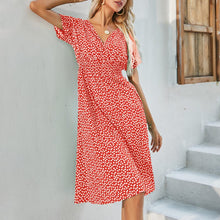 Load image into Gallery viewer, Deep V-neck Short-sleeved Floral Dress