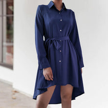 Load image into Gallery viewer, Asymmetric Pleated Casual Shirt Dress