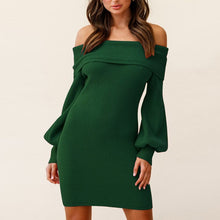 Load image into Gallery viewer, Balloon Sleeve Ribbed Dress