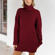 Load image into Gallery viewer, Women's Turtleneck Knit Long Sleeve Chunky Loose Sweater Dress
