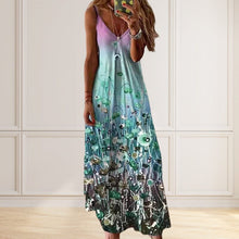 Load image into Gallery viewer, Women's V-neck Print Loose Slip Dress