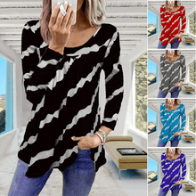 Load image into Gallery viewer, Striped Print Loose Long Sleeve T-Shirt