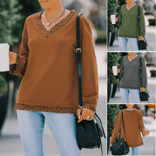 Load image into Gallery viewer, V-neck sexy off-the-shoulder T-shirt