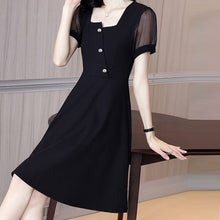 Load image into Gallery viewer, Square Neck Mesh Short Sleeve Dress
