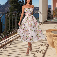 Load image into Gallery viewer, Elegant Print Suspender Dress