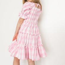 Load image into Gallery viewer, Children's Square Neck Lantern Sleeve Floral Plaid Dress