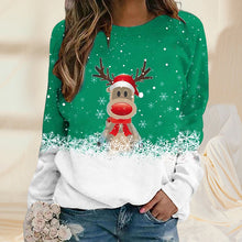Load image into Gallery viewer, Snowflake Christmas Deer Print Crewneck Sweater