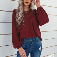 Load image into Gallery viewer, Solid Color Crew Neck Pullover Shirt