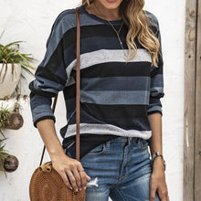 Load image into Gallery viewer, Round Neck Striped All-match Sweatshirt