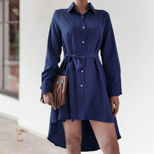 Load image into Gallery viewer, Asymmetric Pleated Casual Shirt Dress
