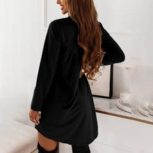 Load image into Gallery viewer, Solid Color Long Sleeved Irregular Crewneck Dress