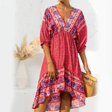 Load image into Gallery viewer, V Neck Open Back Irregular Dress