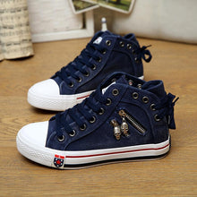 Load image into Gallery viewer, Denim High-Top Back Lace-up Canvas Shoes
