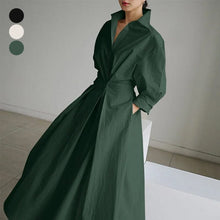 Load image into Gallery viewer, Women's Solid Pocket Button Lapel Long Sleeve Maxi Shirt Casual Dress