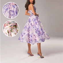 Load image into Gallery viewer, Elegant Print Suspender Dress