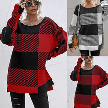 Load image into Gallery viewer, Plaid Contrast Knit Sweater