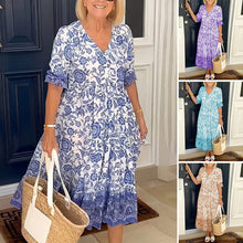 Load image into Gallery viewer, Lady Summer V-Neck Bohemian Dress