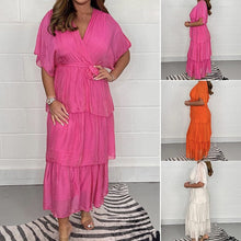 Load image into Gallery viewer, Fashion Solid Color Fly Sleeve Cake Dress