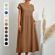 Load image into Gallery viewer, Long Round Neck A-line Dress