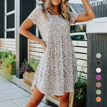 Load image into Gallery viewer, Leopard Print Round Neck Dress