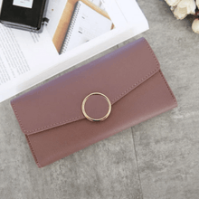 Load image into Gallery viewer, Women Long Pu Leather Zipper Metal Circle Decor Wallet

