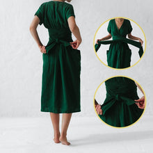 Load image into Gallery viewer, Cotton Linen Waist-Tie Pocket Dress