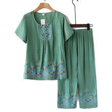 Load image into Gallery viewer, Elderly Summer Cotton-flax Set Leisure Two-piece Suit