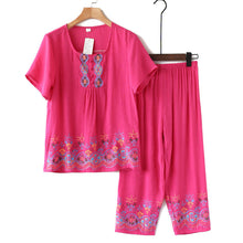 Load image into Gallery viewer, Elderly Summer Cotton-flax Set Leisure Two-piece Suit