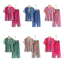 Load image into Gallery viewer, Elderly Summer Cotton-flax Set Leisure Two-piece Suit
