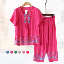 Load image into Gallery viewer, Elderly Summer Cotton-flax Set Leisure Two-piece Suit